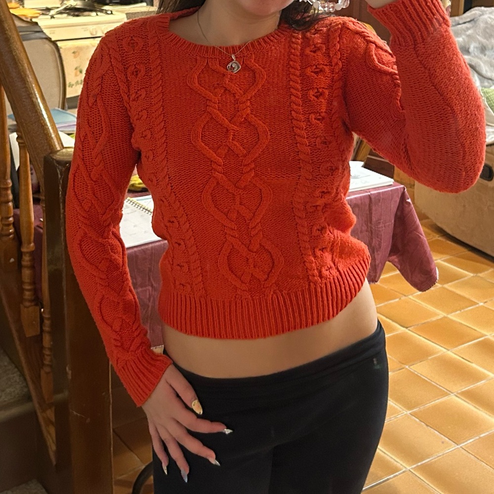 Orange Cable Knit Sweater